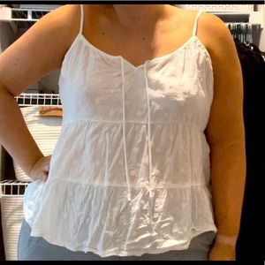 White Embroidery Floral Swing Tank Top